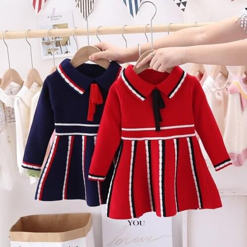 New Baby Girl Dress Autumn And Winter Childrens Long Sleeve Wool Girls Dress For Birthday Party Girls Costume 12M-6T