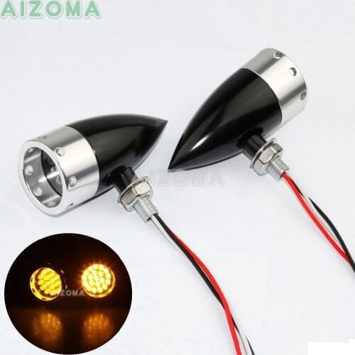 Custom Turn Signals 2x Motorcycle Amber LED Turn Signal Winker Indicator Lights For Harley Street Fat Bob Chopper Bobber Light