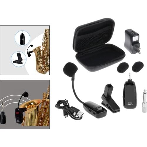 UHF Wireless Instruments Saxophone Microphone, with Receiver for Speaker Professional Musical Trumpet HiFi Voice Amplifier