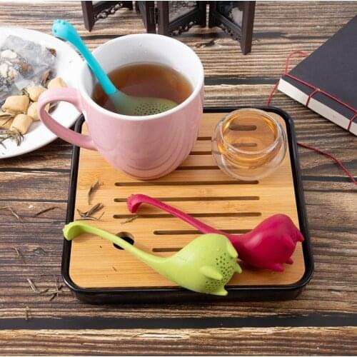 Tea Infuser Silicone Handle Strainer Filter Loose Tea Steeper Dinosaur Loose Leaf Tea Infusers with Long Handle SiliconeStrainer