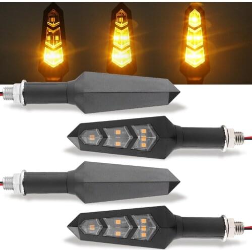 LED Flowing Water Tail Lights 12V Universal Motorcycle Turning Signal Lights Amber Arrow Flash Warning