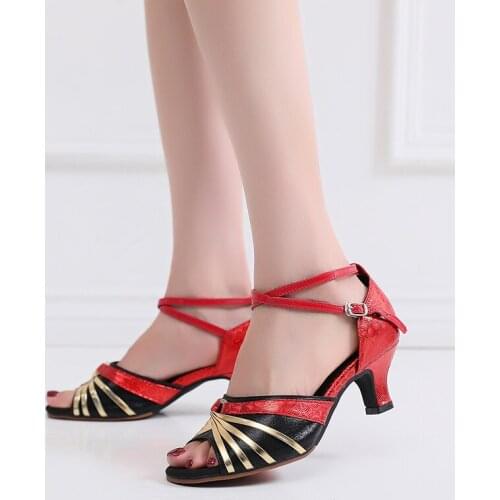 Women Cross Strap Ballroom Dance Shoes Girls Soft Bottom Bachata Salsa Latin Dancing Shoe for Party Wedding Dance Sandals