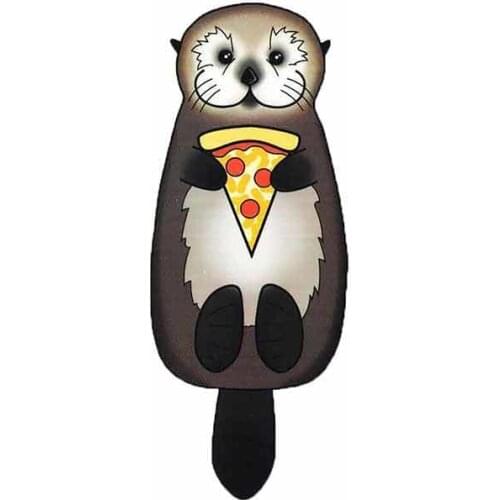 Personality Car Styling Otter Eating Pizza Vinyl Decal Car Wrap Stickers Rearview Mirror Decoration Cover Scratches Waterproof