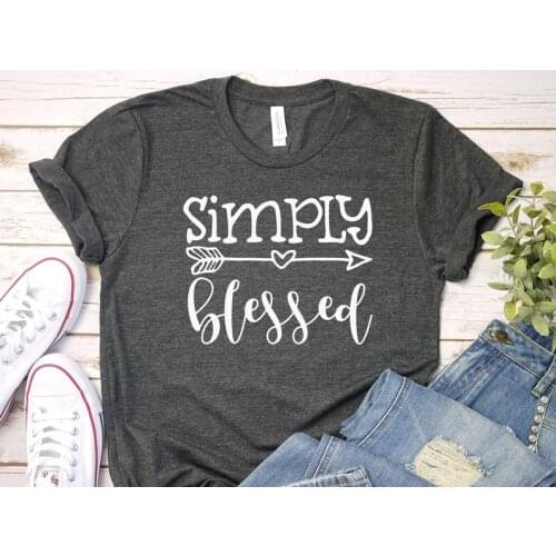 Simply Blessed T-shirt Blessed Halloween Women 100% Cotton Harajuku Funny Graphic Mom Mama Female Clothing O Neck Tshirts y2k