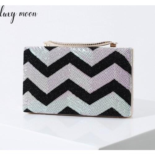 Womens Sequin Clutch Bag Water Ripple Luxury Design Wedding Party Purse and Handbag Elegant Female Small Shoulder Bag ZD1902