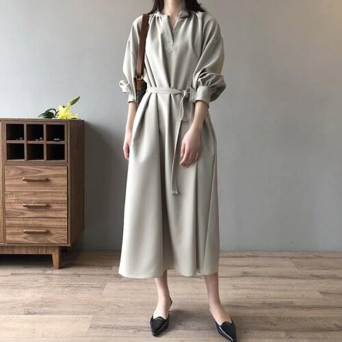 Elegant Dress Women Fashion Spring Autumn V-Neck Temperament Ladies Skirt Casual Loose High Quality Long Sleeve Dresses Female
