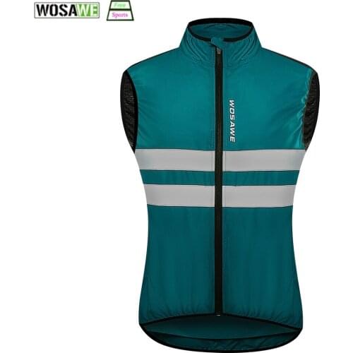 WOSAWE Men Cycling Vest Windproof Waterproof Running Vest MTB Bike Bicycle Reflective Clothing Sleeveless Cycling Jacket