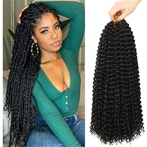 Kong&Li Passion Twist Hair Ombre Brown Water Wave Crochet Hair Braiding Synthetic Crochet Braid Hair Extension 18inch