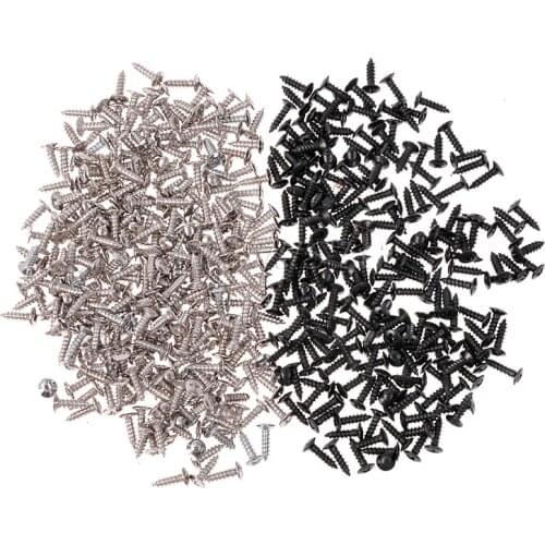 200*Guitar Pickguard Mounting Screws Scratch Plate Screws For Strat Tele Guitar Replacement Black+Chrome