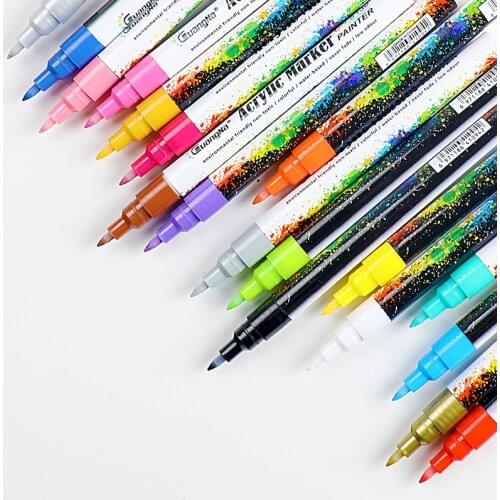 18 Colors 0.7mm Acrylic Paint Marker Pen for Ceramic Rock Glass Porcelain Mug Wood Fabric Canvas Painting