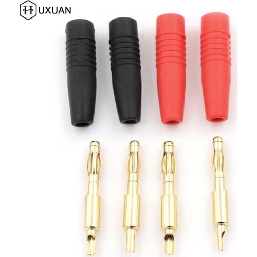 4pcs 4mm Plugs Gold Plated Musical Speaker Cable Wire Pin Banana Plug Connectors