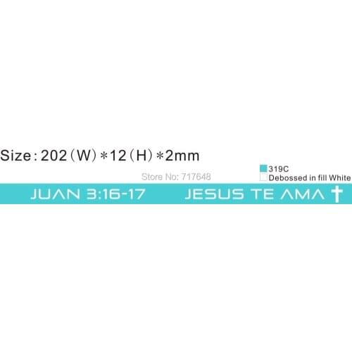 400pcs Customized JUAN 3:16-17 JESUS TE AMA Cross wristband silicone bracelets rubber cuff bangles free shipping by FEDEX A
