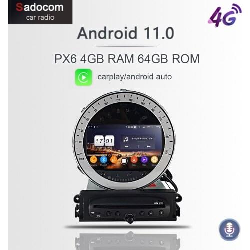 PX6 DSP 1 din Android 10.0 Car DVD player 6 Core 64GB ROM 4GB RAM car radio autoradio GPS map For BMW Mini Cooper R56 2006-2013