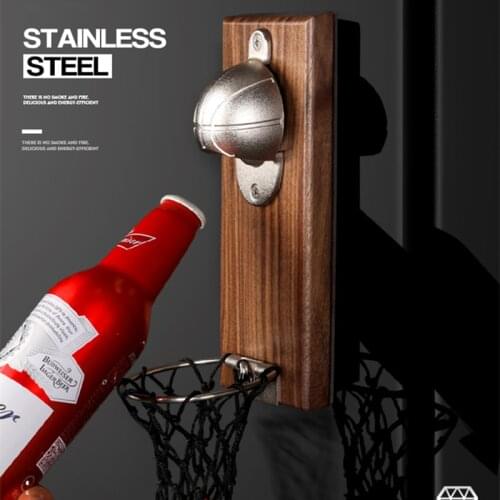Zinc Alloy Basketball Wall Mounted Opener Wine For Beer Soda Glass Cap Bottle Opener Kitchen Accessories Supplies Bar Gift