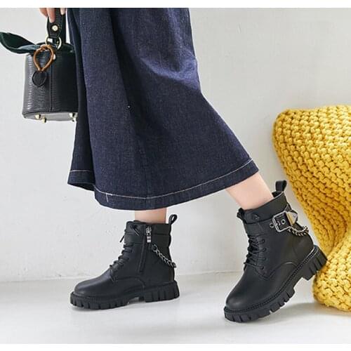 Booties for Kids Girls White Autumn Rubber Platform Fashion Leather Boots for Children 2021 Girls Boot Winter Shoe Child Girl