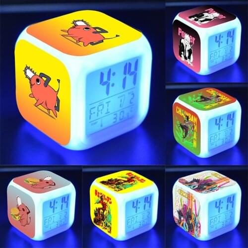 Chainsaw Man Pochita Digital Led Alarm Clock Multi-Funtional Bedroom Kids LED Change Glowing Home Portable Clocks Dropship New