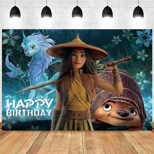 Raya and Last Dragon Photo Backdrop Girls Baby Shower Happy Birthday Party Boy Photograph Background Banner Decoration