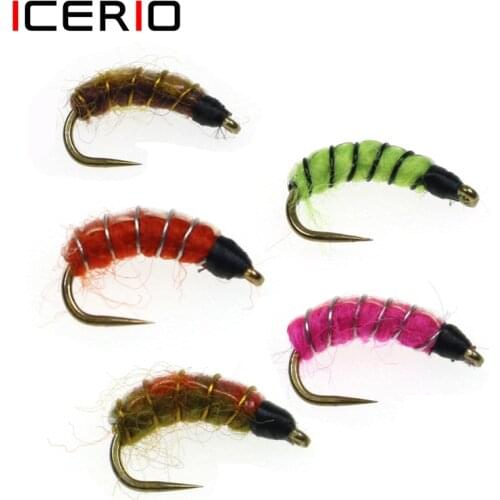 ICERIO 5PCS Barbless Cezch Nymph Scud Caddis Fly Tying Hook Trout Fishing Fly Lure Baits #12 Non-barb Fly Hook