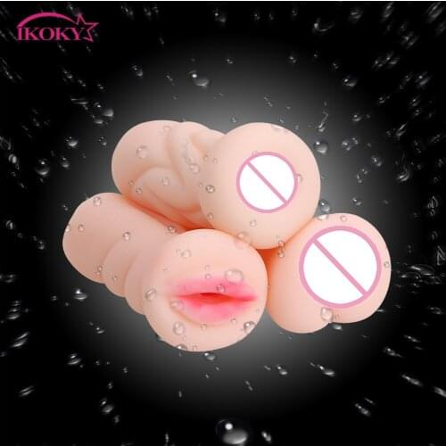 IKOKY Male Masturbation Oral Sex Silicone Artificial Vagina Mouth Anal Adult Products Sex Toys for Men 4D Realistic