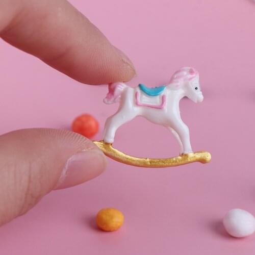 1 Pc Cute Dollhouse Miniature Wooden Rocking Horse Chair Nursery Room Furniture 1:12 Doll House Accessories Toys for Children