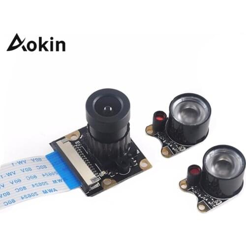 5MP Camera For Raspberry Pi Focal Adjustable Night Camera With 2 IR light + FCC Cables For Raspberry Pi 3 B+ Model B+ / 3 / 2