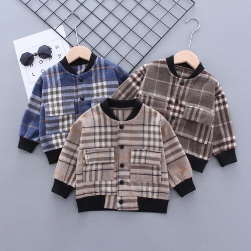 Spring Autumn Boys Girls Jacket Infant Plaid Jackets Caot Casual Cotton Pompom Kids Outerwear Baby Girl Clothes Coat 0-5 Years