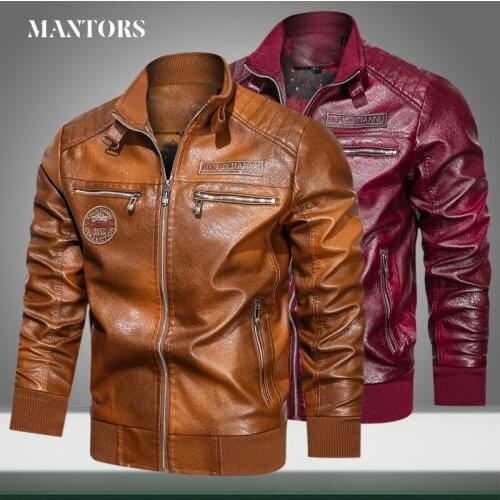 Winter New Men Motorcycle Biker Jacket Warm Casual Mens Faux Leather Jackets Fashion Trend Zipper Embroidery Outerwear Coat