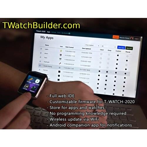 LILYGO® T-watchbuilder IPS Capacitive Touch Screen 1.54 inch ESP32 WIFI Bluetooth Vibration Motor Speaker Pedometer IOT