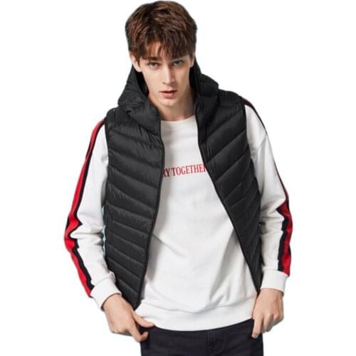Men Lightweight Hooded Down Vest Zip Pocket Hooded Puffer Vest waterproof Inner Pocket winter waistcoat for man