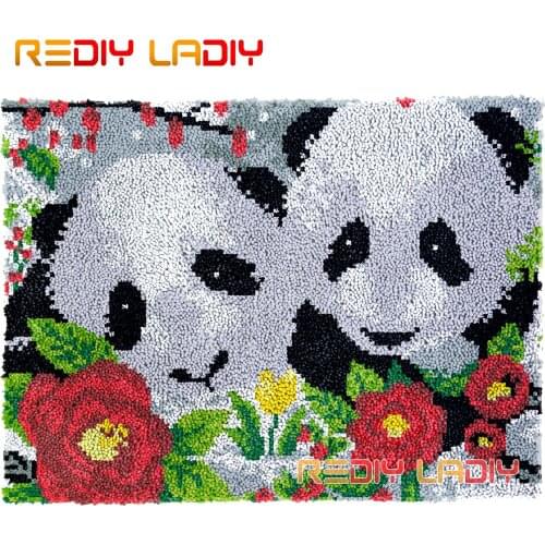 Latch Hook Rug Kits Panda Brothers Seat Cushion DIY Carpet Rug Chunky Yarn Needlework Crochet Tapestry Knotted Floor Mat Crafts
