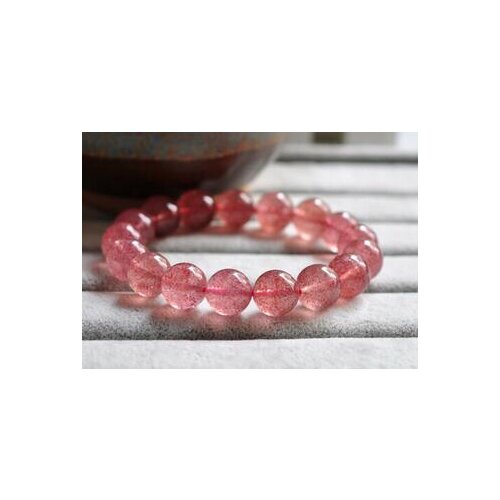 Genuine Natural Red Ice Strawberry Quartz Crystal Round Beads Bracelet 12mm AAA