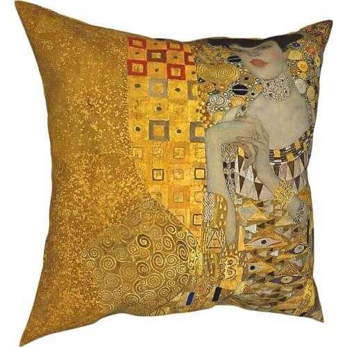 Gustav Klimt Adele Bloch-Bauer I Pillow Cover Home Decorative Cushion Cover Throw Pillow for Living Room Double-sided Printing