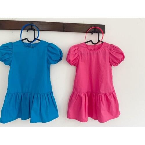 New Girl Dress Kids Baby 2021 Fashion Spring Summer Puff Sleeve Princess Casual Long Style Solid Dresses Children Clothing