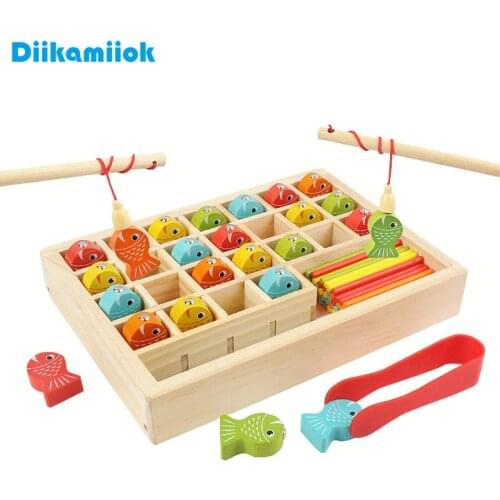 New Kids Learning & Education Math Toys for Children Wooden Magnetic Fishing Game Sets Baby Interactive Educational Toy Gifts