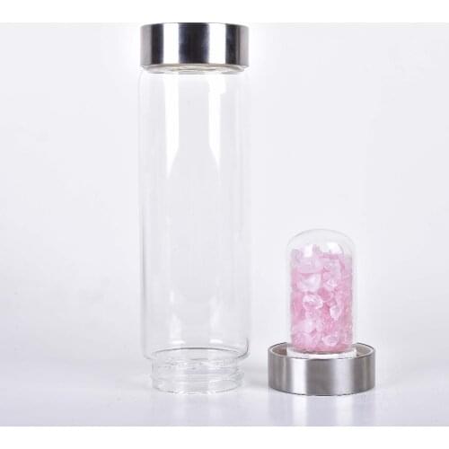 New Product Crystal Quartz Bottle Gemstone Glass water bottle Hydrotherapy Health cup Gem water bottle Energy bottle for gifts
