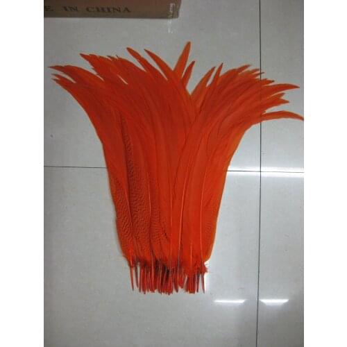Orange Silver Pheasant Tail Feathers 50pcs 45-50 CM 18-20 Inch For Crafts Wedding Costume Feathers silver chicken feathers