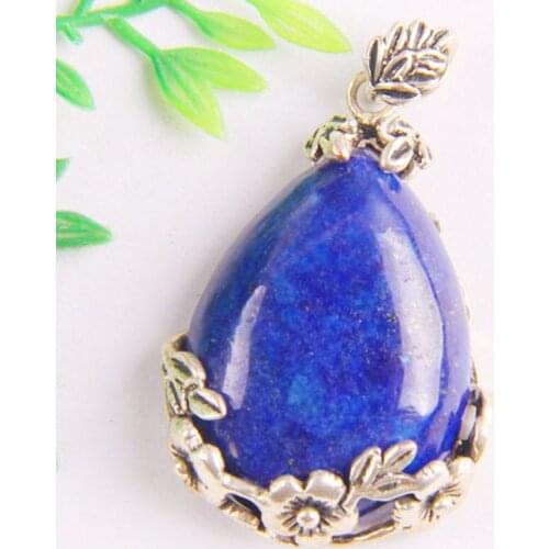 Natural Teardrop Lapis Bead GEM Pendant Jewelry For Gift S089