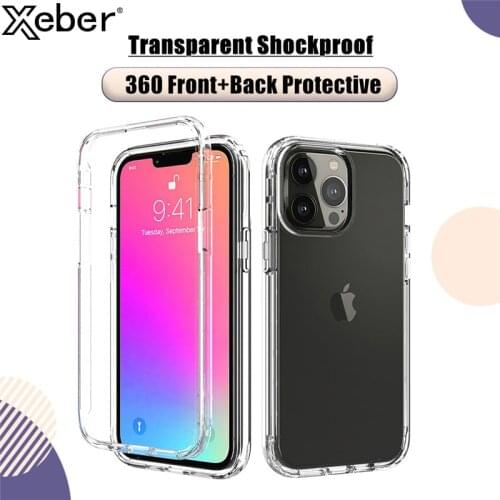 Full Body Double Clear Phone Case For iPhone 12 Mini 11 Pro XS Max X XR 8 6 7 Plus 5S SE Front Soft Silicone Hard PC Back Cover