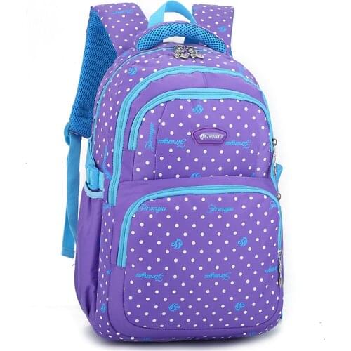 ZIRANYU Purple Dot Printing School Bags for Girls Lightweight Schoolbags Student Mochilas Escola Children School Backpack Bags