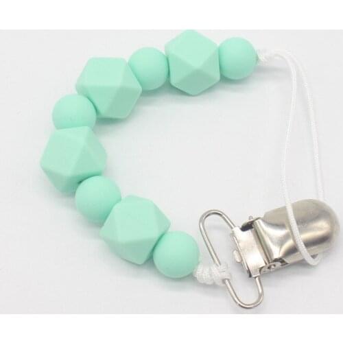Silicone Teething Pacifier Clips Beads Silicone Pacifier Chain Holder For Nipples Baby Chew Toys 5 Colors