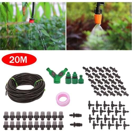 20M Drip Irrigation System 8Holes 360 Degree Coverage Garden Greenhouse Micro Flow Dripper DIY Watering Coupling Joint Tool Kit
