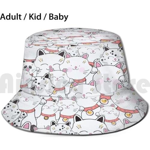 Find The Panda - Lucky Cats Sun Hat Foldable UV Protection Lucky Cat Maneki Keko Cat Cat Lover Crazy Cat Mom Cat