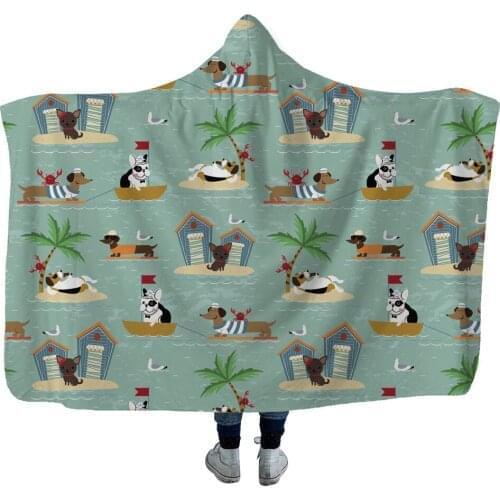 Dachshund 3D Printing Throw Hooded Blanket Wearable Warm Fleece Bedding Office Quilts Soft Adults Travel 21