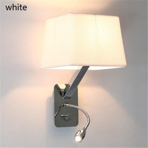 Nordic Simple Style Fabric Shade Wall Sconce Modern Read LED Wall Light Fixtures Home Bedside Wall Lamp Lighting Lampara Pared