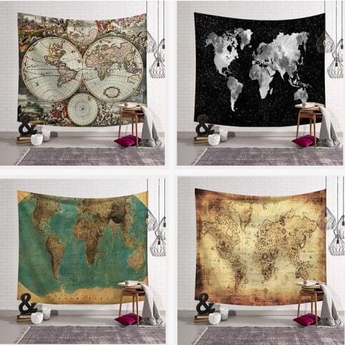 Dormitory room decoration tapestry psychedelic wall cloth print World map pattern series wall tapestry girl ornaments 95x73 cm