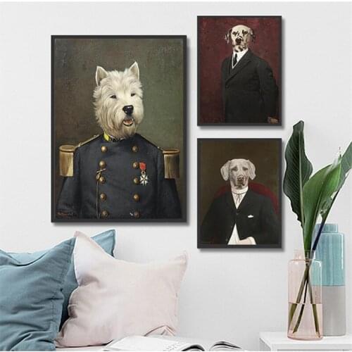 Clever Dog Poster Vintage Wall Art Retro Canvas Painting Animals Living Room Decoration Cuadros Decoracion Kids Bedroom Decor