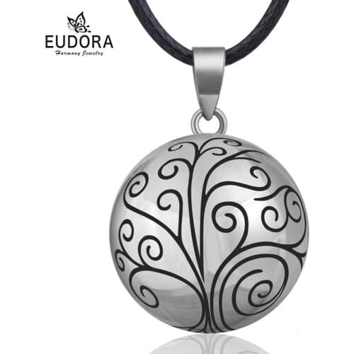 Eudora 20mm Tree Of Life Mexican Bola Harmony Chime Ball Angel Caller Pregnancy Pendant Necklace for Women Fine Jewelry N14NB316