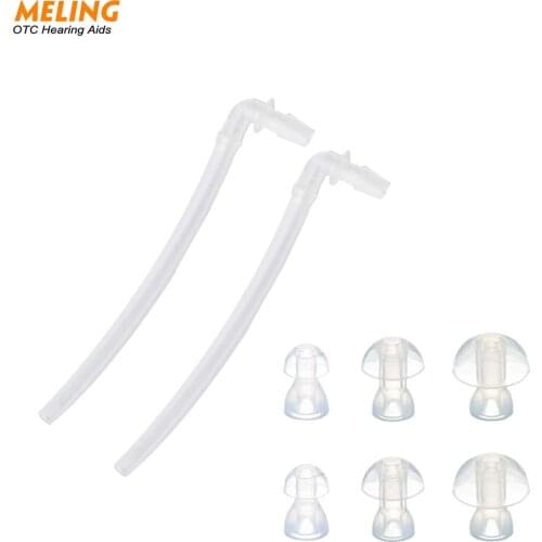 Meling Hearing Hearing Aid Earplug Ear Plugs Eartips Domes with Sound Tube Tubes + Domes (L M S) Hearing Aids Accessories