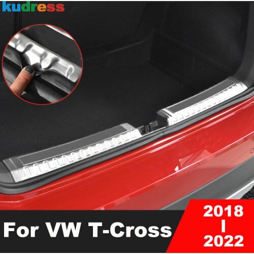 For Volkswagen T-Cross 2018-2020 Rearguards Stainless Steel inner Rear Bumper Trunk Fender Sill Plate Protector Guard Cover trim