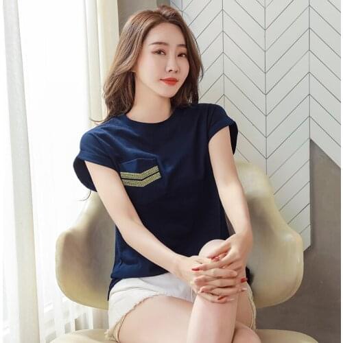 Gkfnmt Cotton Summer Tops Pockets T Shirt Women Clothes 2021 Short Sleeve Batwing Tshirts Woman T-shirts Plus size 4XL